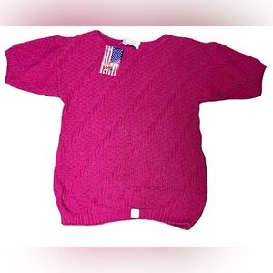 Vintage NWT Women’s Small Pink Short Sleeve Sweater by Knit Maven made in USA